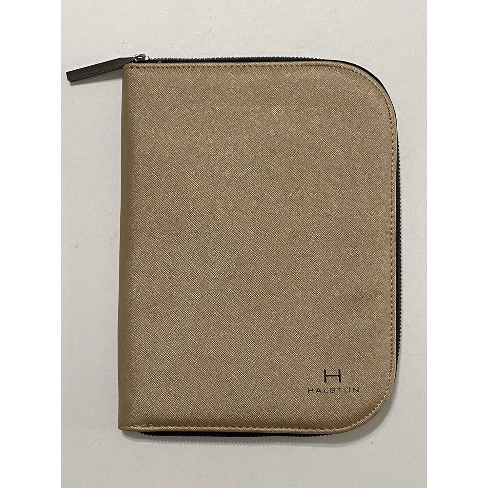 H By‎ Halston Shine Tan Zip Around Travel Jewelry Case Organizer NWOT